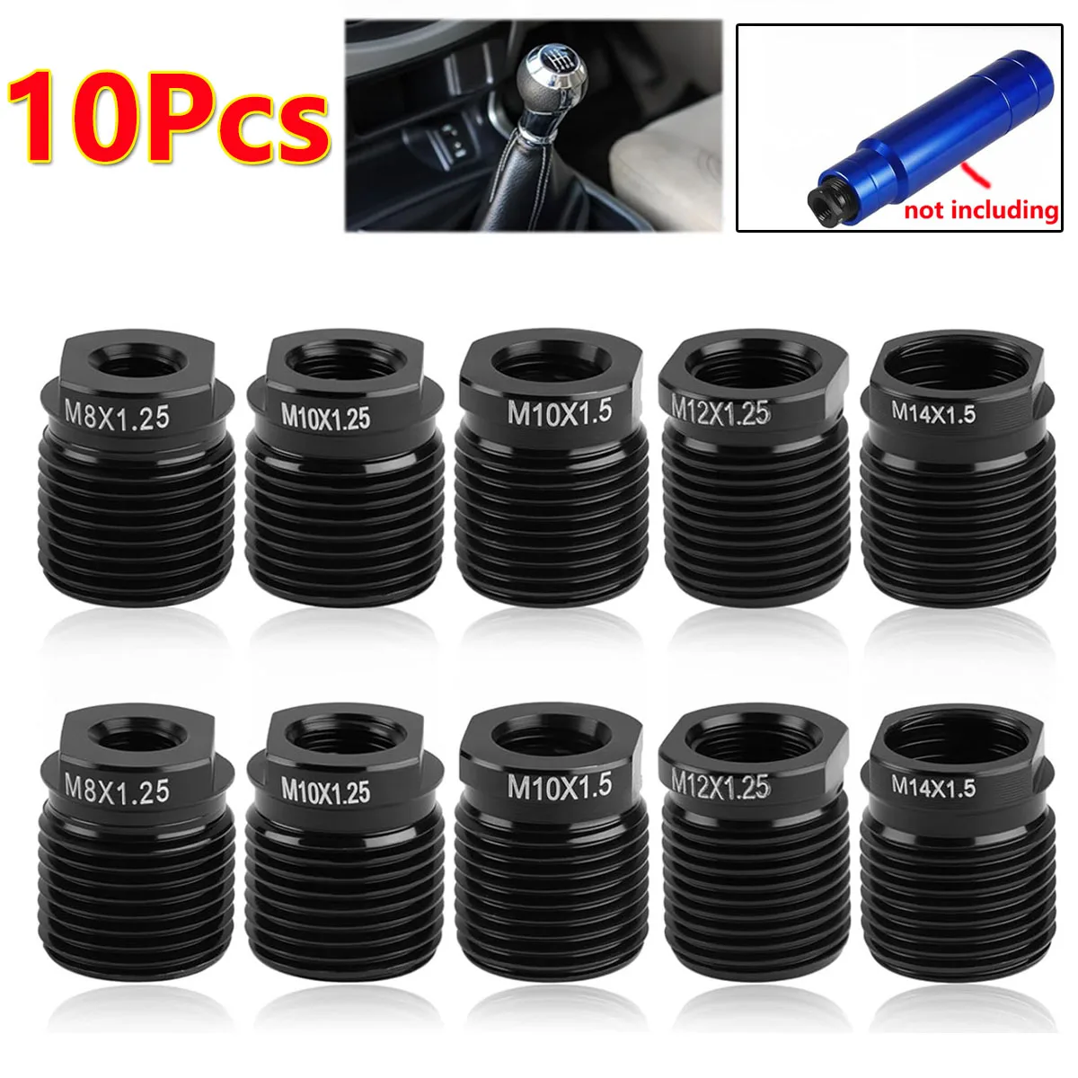

10Pcs Universal Aluminum Alloy Car Gear Shift Knob Thread Adapter Nut Insert Kit M10x1.25 M8x1.25 M12 M14 Gearknob Nut Accessory