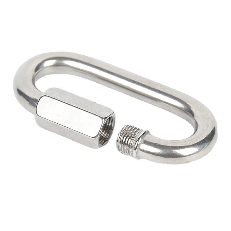 1-10pcs M3-M14 304 Stainless Steel Quick Link Spring Snap With Nut Lock Key Ring Hook Clip Wire Rope Carabiner Chain Buckle