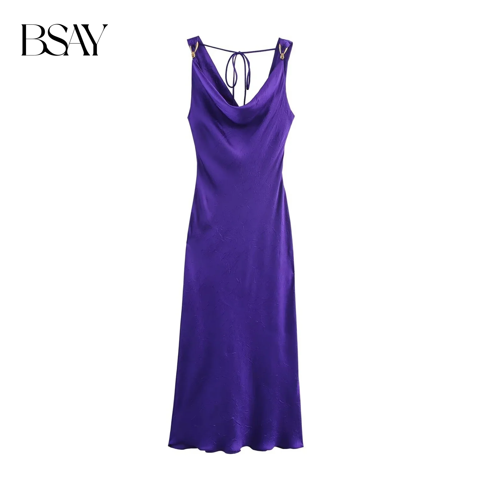 BSAY Mode rückenfreie Schleife ärmellose Hosenträger Damen Herbst neues 2025, Accessoire Dessous-Stil MIDI-Kleid