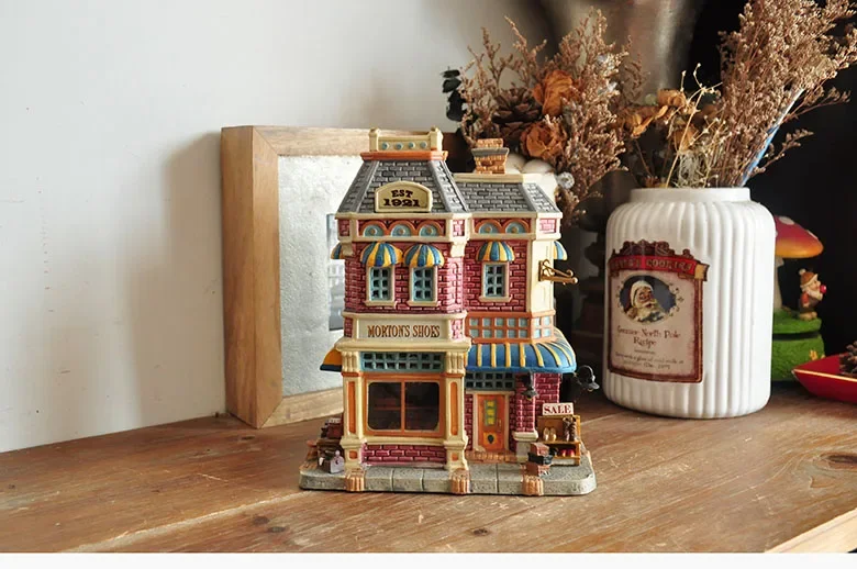Lemax Creative Ceramic House Miniature Version of European Building Morton's Shoes Model Home Furnishing Living Room Ornaments