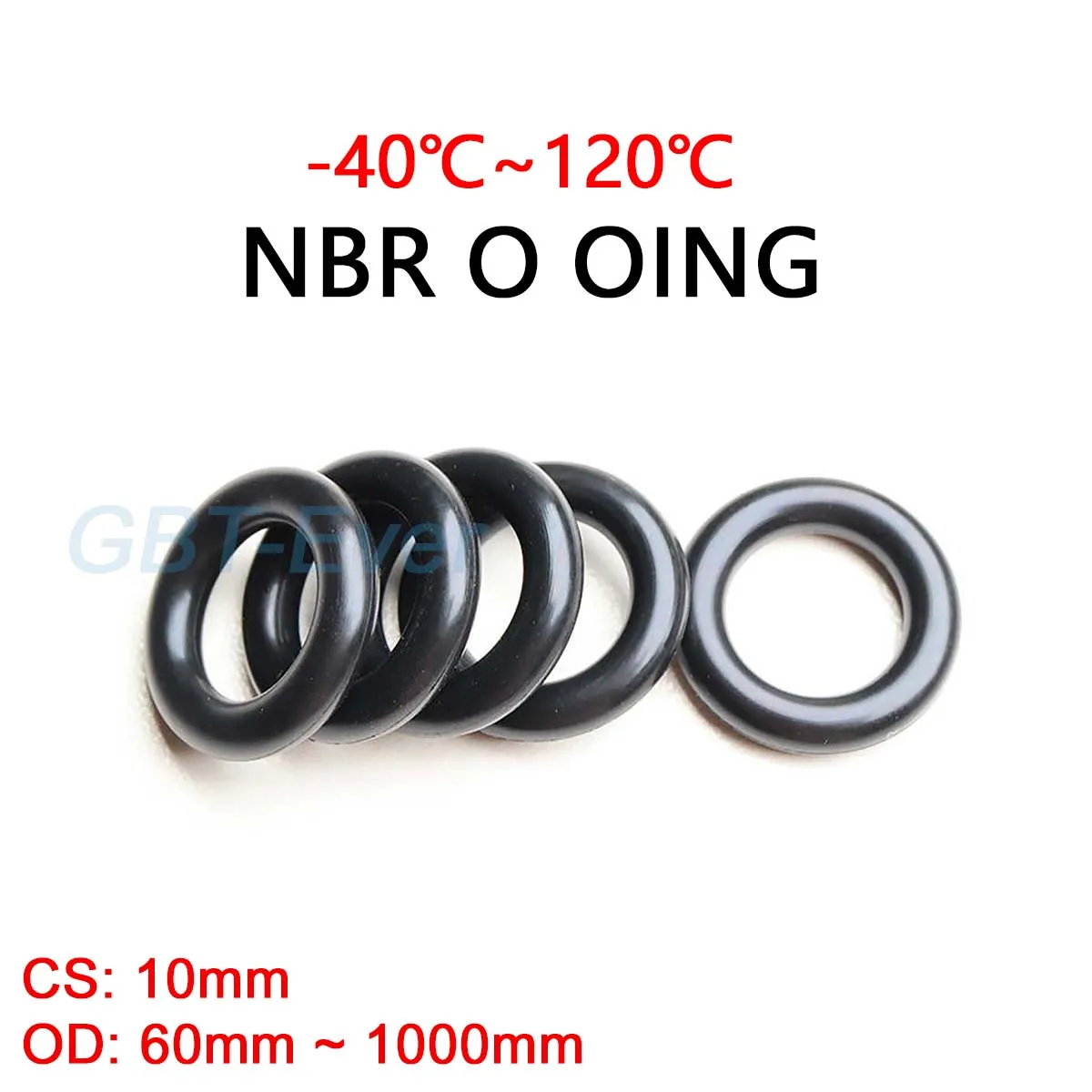 NBR O Ring Gasket Thickness CS 10mm OD 60mm ~ 1000mm Nitrile Butadiene Rubber Spacer Oil Resistance Washer Round Shape Black