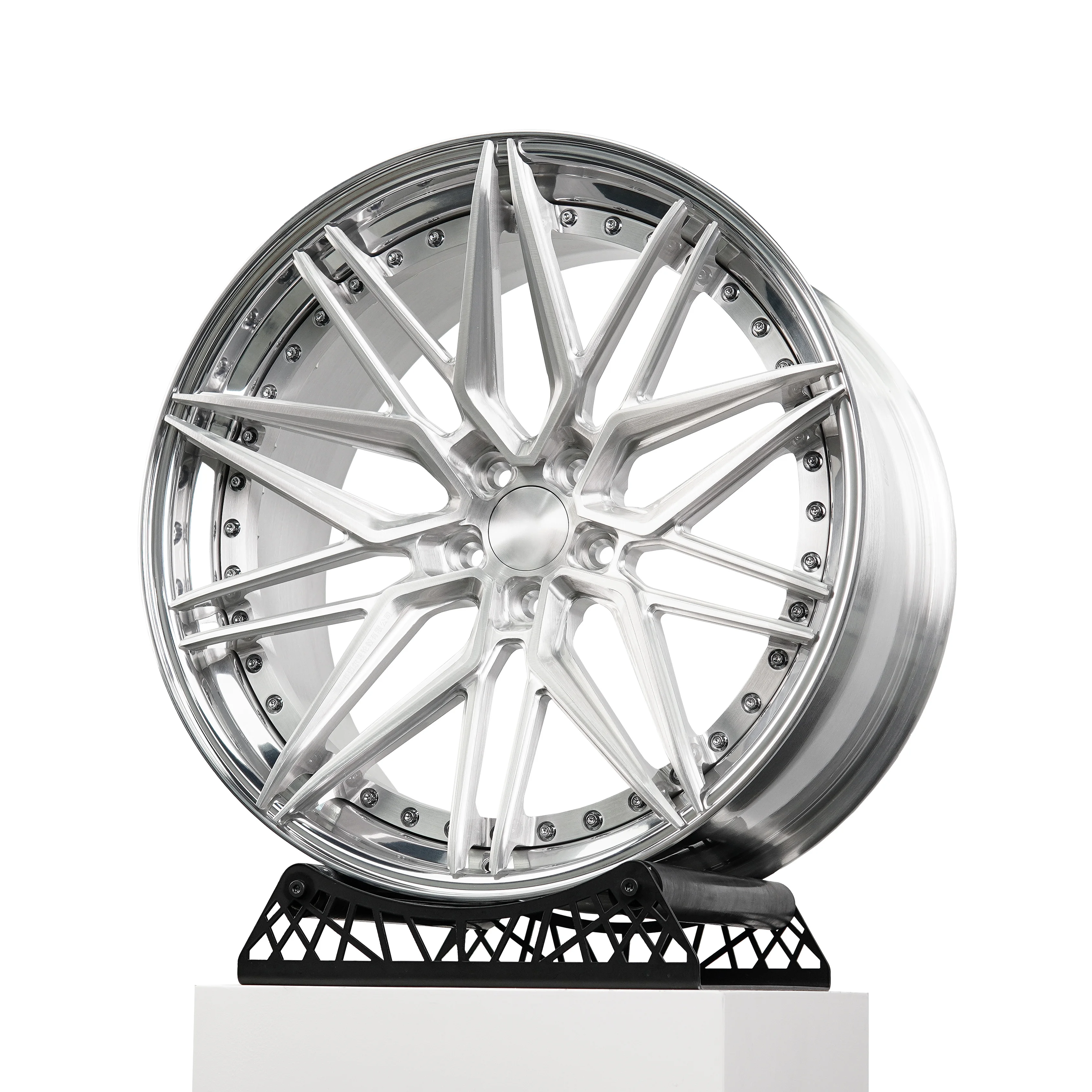 

Brushed Polished Edge 2 Piece T6061 Passenger Car Forged Rim Alloy Wheel 5X112 5X108 5X114.3 5X120 Hub Aftermarket For BMW Audi