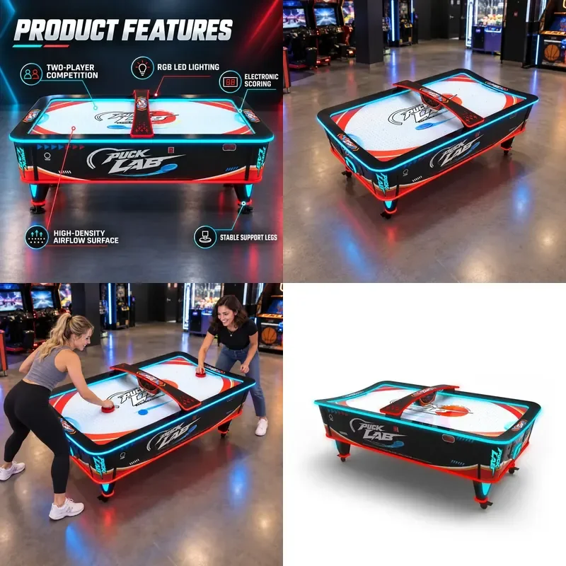 for KUBIXION KU-965 Customizable Luminous Air Hockey Game Table Indoor Sports Interactive Console for Adults and Children