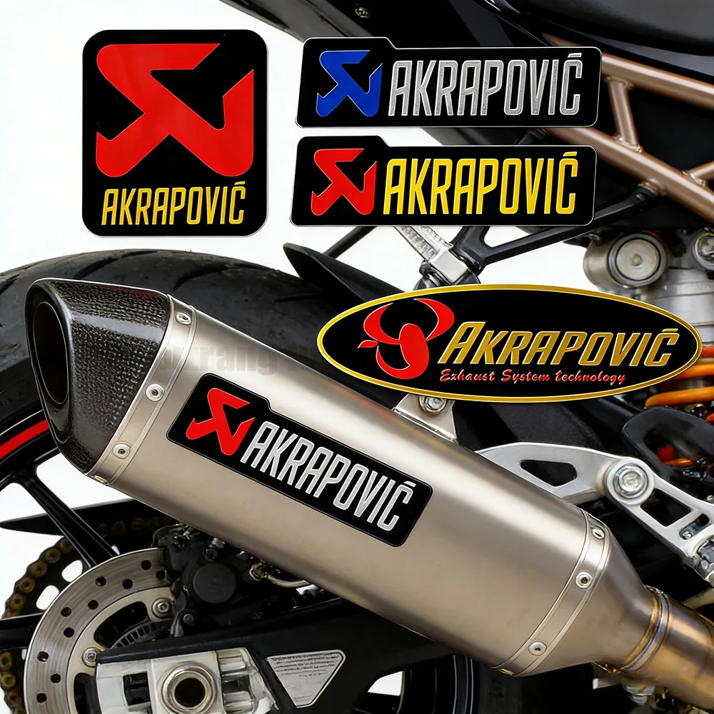 For Akrapovic Motorcycle Exhaust Pipe Stickers Metal Aluminum Emblem Decals Bike Muffler Logo Badge Motorbike Accessories image 2