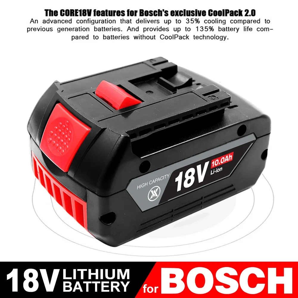 100%new18V 10.0Ah Battery Original for Bosch 18V Professional GBA GBH GSR GSB BAT618 BAT609 BAT620 Replacement Battery