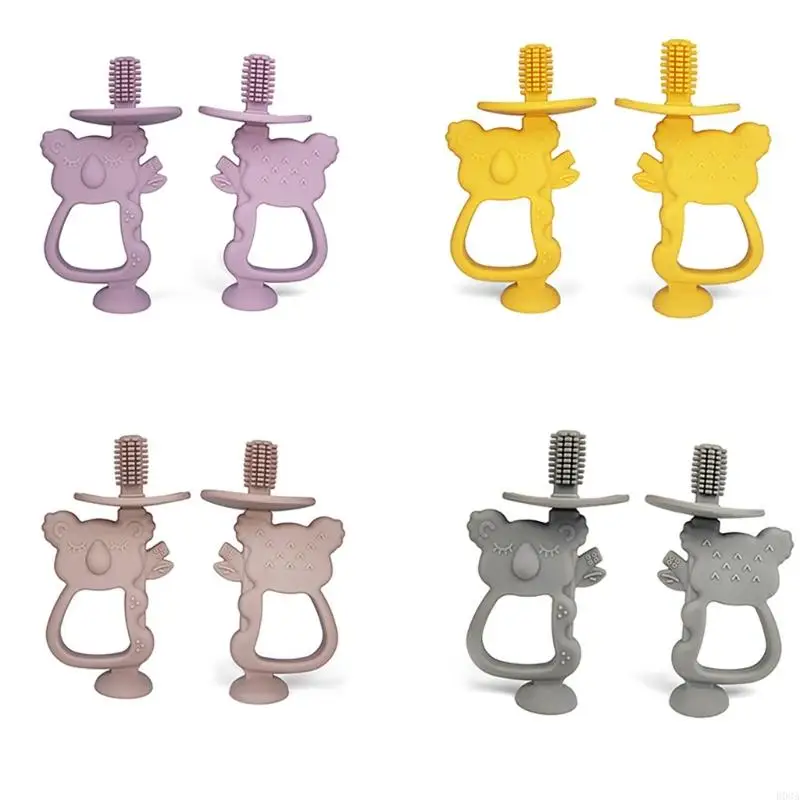 Koala şekilli bebek diş çıkarma oyuncak eğitimi diş fırçası silikon teether çiğneme oyuncak