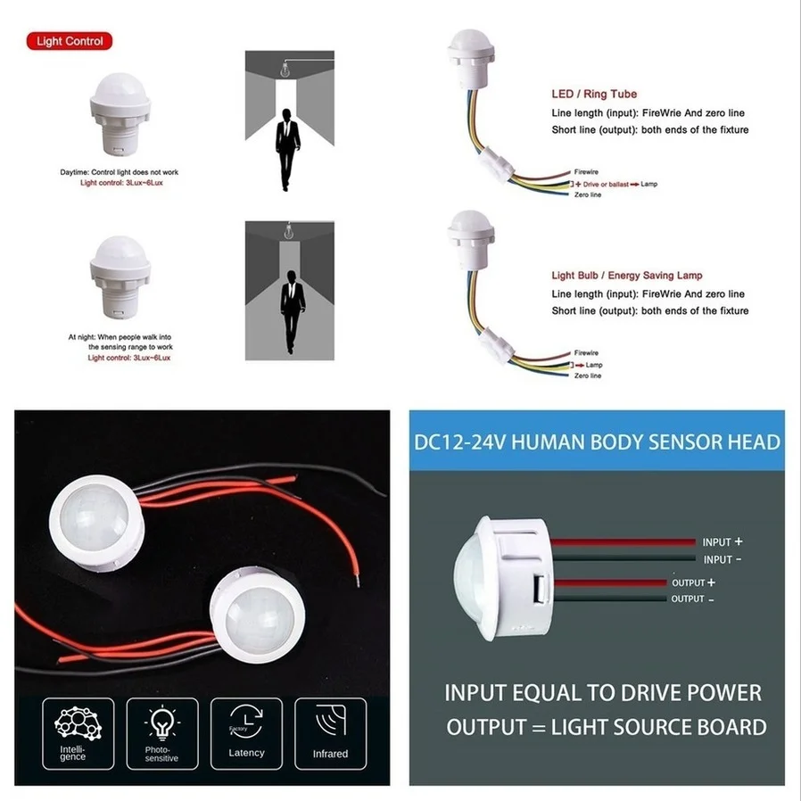 MunLii 110V 220V LED PIR Infrared Motion Sensor Detection Automatic Sensor Light Switch PIR Sensor Detector Smart Switch