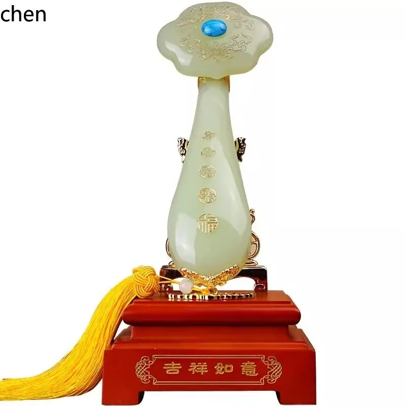 CZ Auspicious Jade Ruyi Ornament  Wedding Present,  Opening Present, Decoration for Study, Living Room, Wine Cabinet