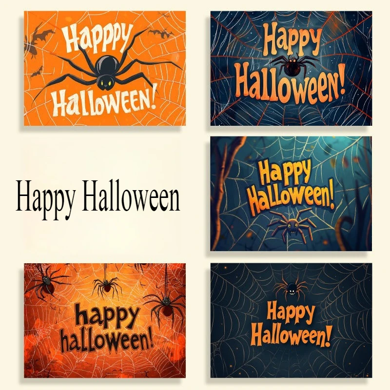 

50pcs Happy Halloween Greeting Card Handwritten Thanks Blessing Message Card Gift Decoration Small Card Halloween Party Decor