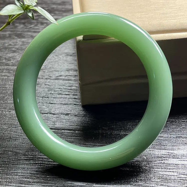 

Hetian jade round strip women's pink and green high-end jade round strip beauty bracelet jade