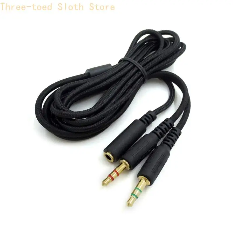 Verbessertes 3,5-mm-Nylonkabel, Buchse auf Stecker, 1 auf 2 Verlängerungskabel für Headset E74A – Detail 2