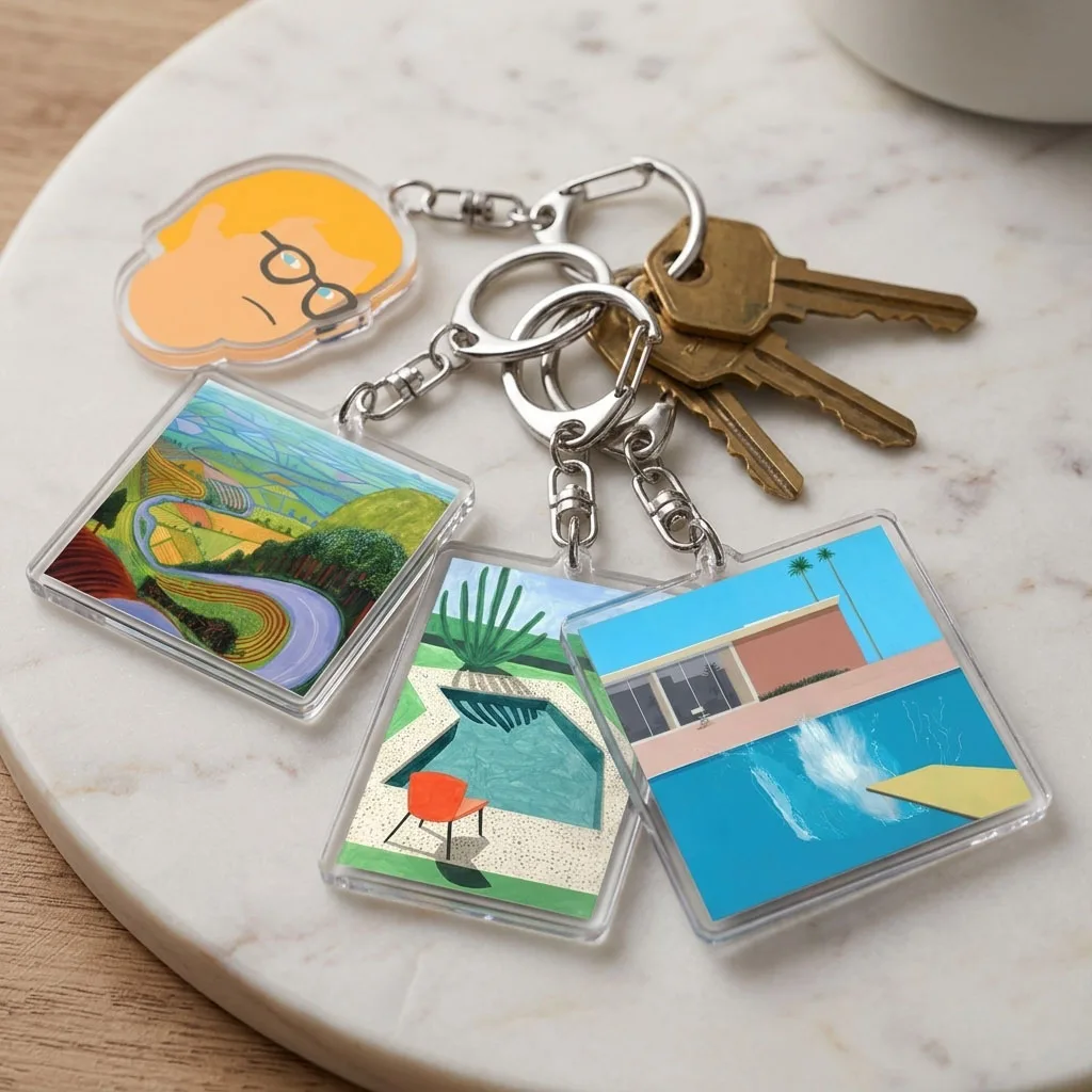David Hockney ART Keychain Accessories Bag Anime Keyrings Jewelry Manga Fans Gifts