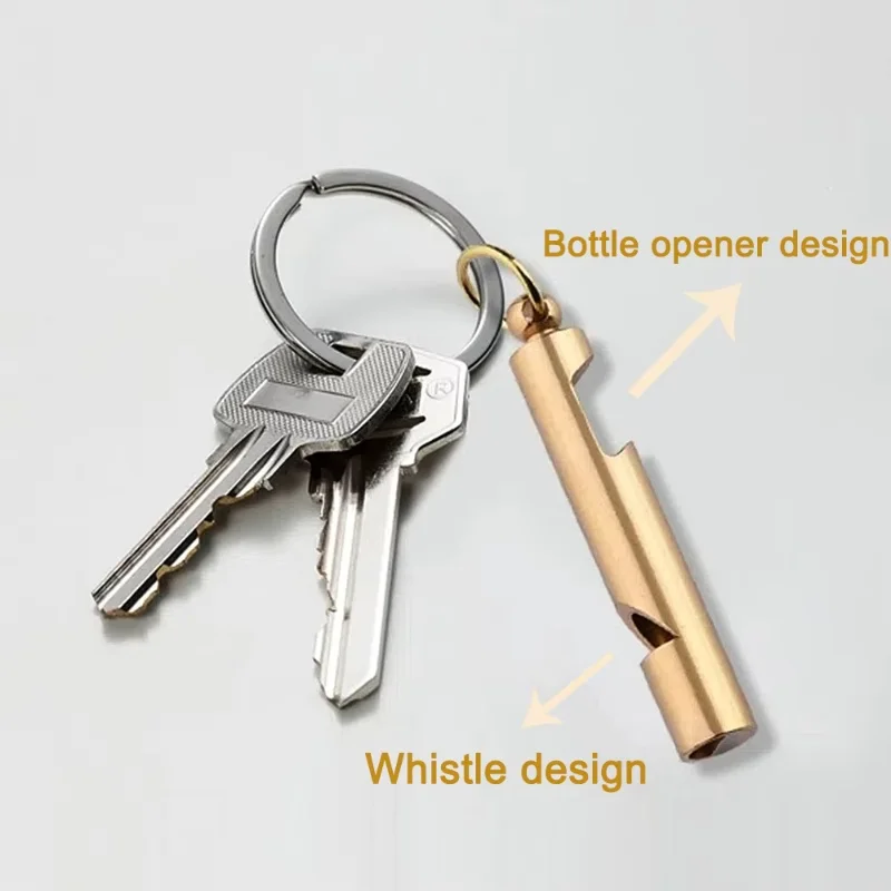 Miniso Multifunctional Bottle Opener Keychain, Classic Metal Emergency Rescue Whistle Keychain, Men'S Camping And Hiking Trip - Image 4