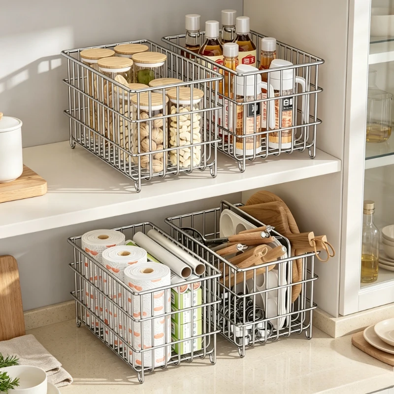 304 Stainless Steel Drain Basket Large Capacity Organizer for Fruit Vegetables Cosmetics Kitchen Daily Storage Use 배수 바구니