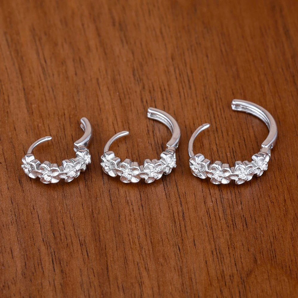 3-teiliges Set modischer Zirkonia-Blumen-Creolen für Damen, Vintage-Pflanzenmuster, elegantes Schmuckstück für Verlobung oder Geburtstag, Geschenk, 8/10/12 mm. – Detail 1