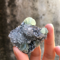 Natural Prehnite With Crystal Quartz And Babingtonite Symbiosis Mineral Specimen Healing Energy Stone Home Decor Collection