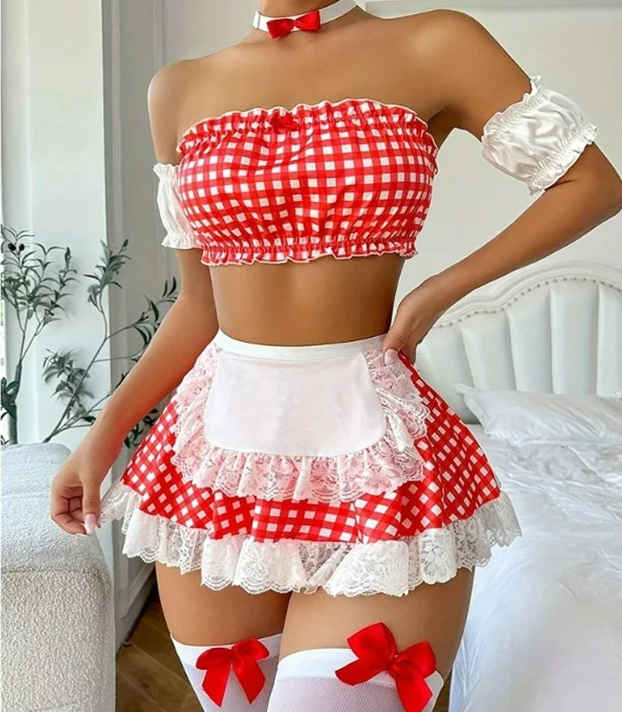 4-قطعة مجموعة مثير إغراء المثيرة الملابس الداخلية عاطفي موحدة خادمة الزي النساء لعب الأدوار الجنس تأثيري مثير الملابس الداخلية #1