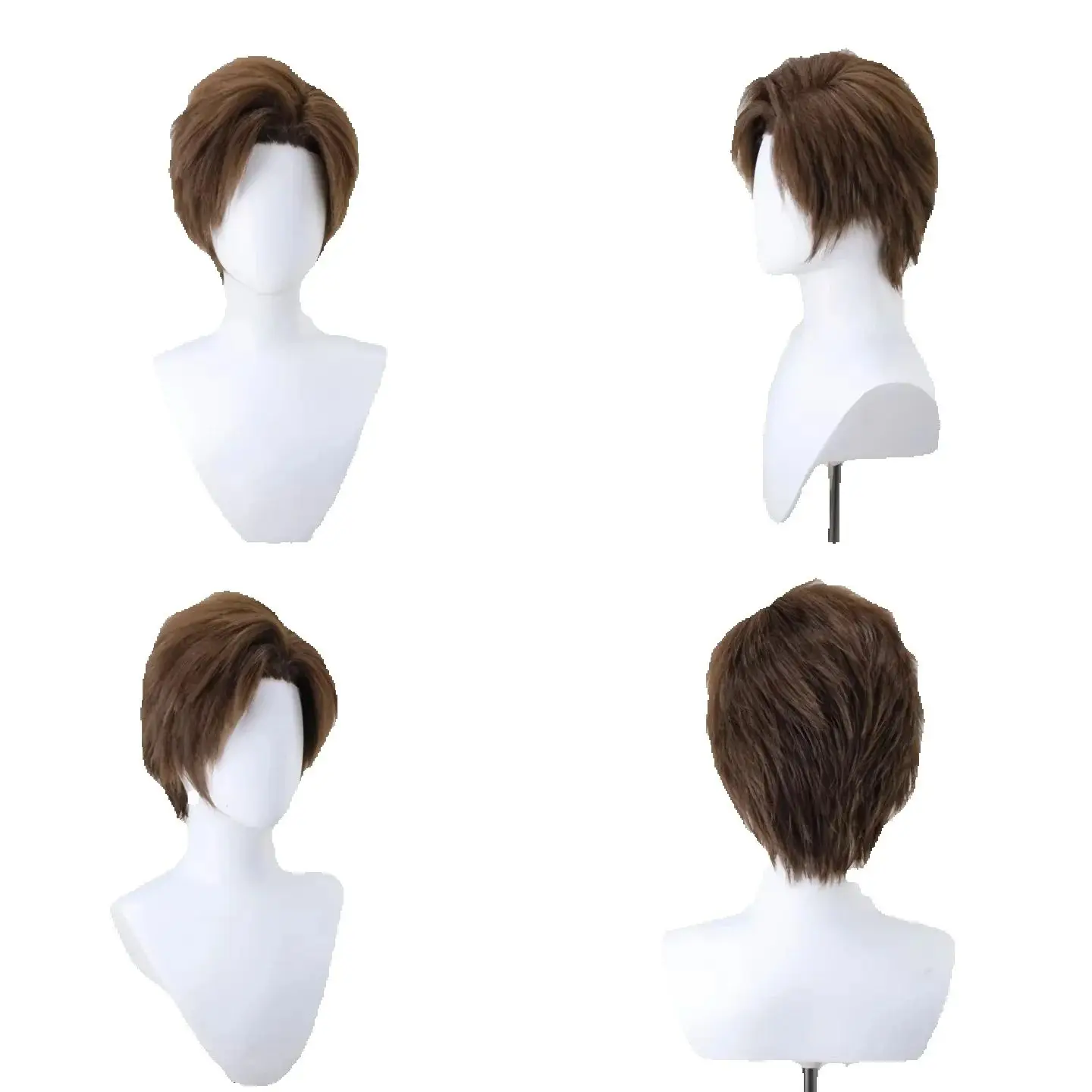 

Anime Style Brown Short Layered Wig Synthetic Cosplay Hair Fluffy Spiky Heat Resistant Wig for Costume Party