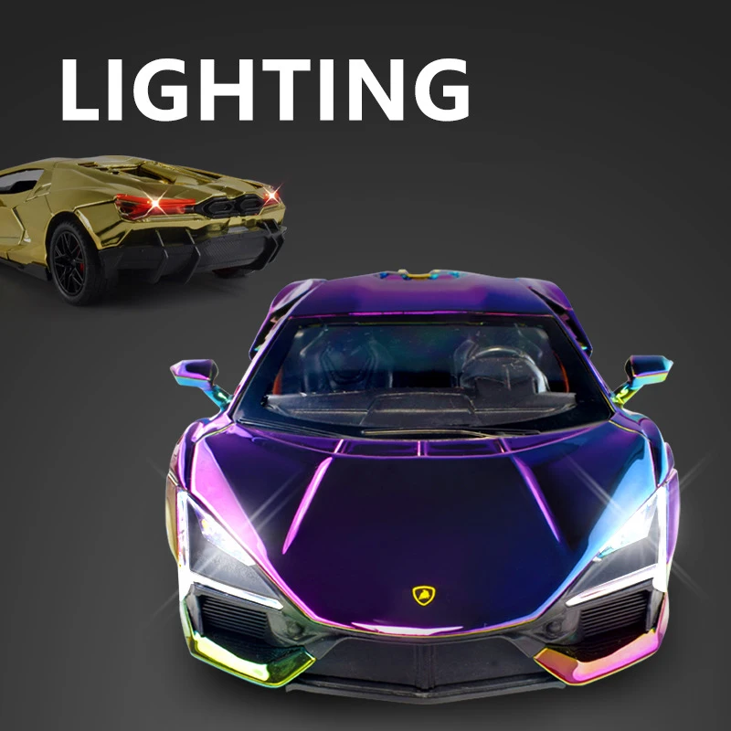 1:24 Lamborghini Revuelto Electroplating Modified Vehicle Alloy Miniature Car Diecast Metal Scale Car Model Sound＆Light Kid Toy