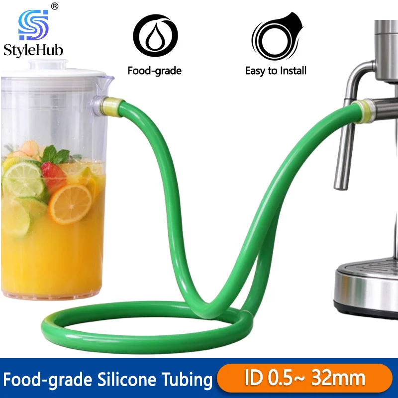 1-50M Green Food Grade Silicone Hose High-Temperature Resistant Soft Drink Water Tube Garden Aquarium Pipe ID 0.5mm ~ 32mm