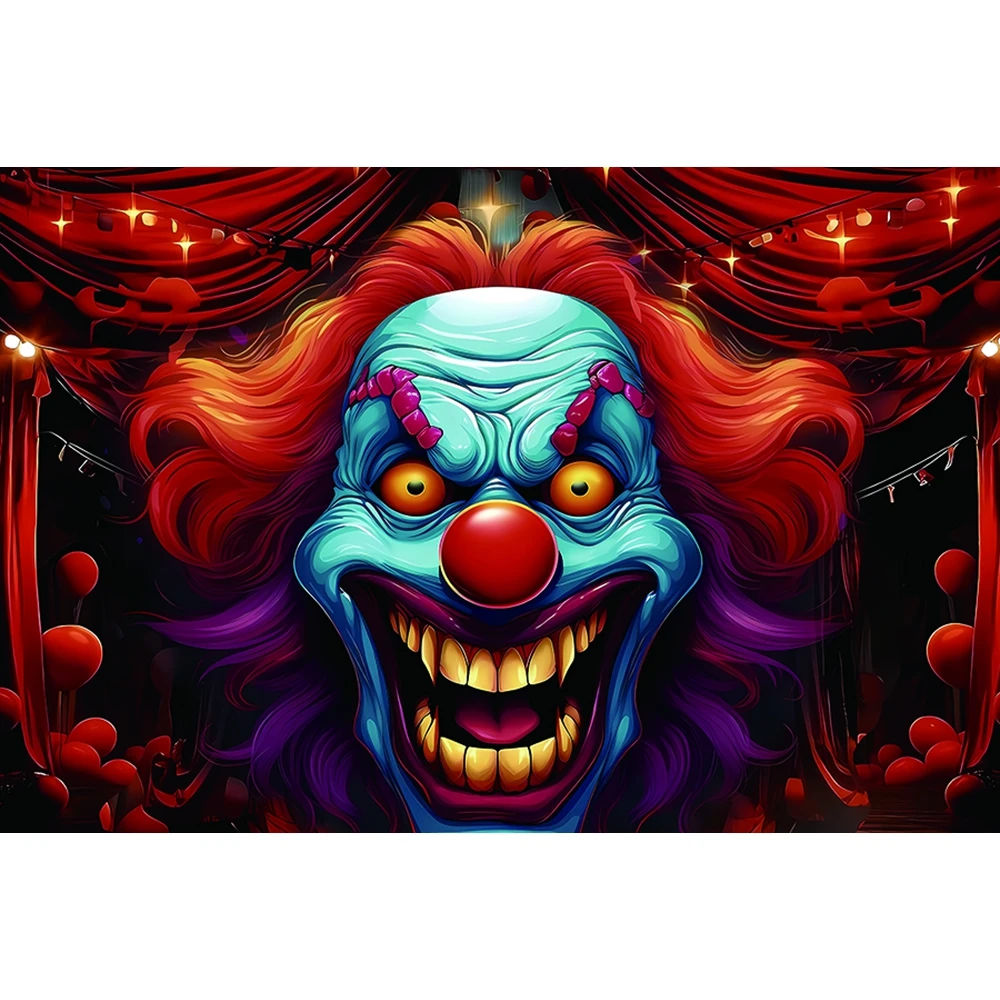 خلفية الهالوين للتصوير الفوتوغرافي الرعب السيرك كرنفال الشر المهرج مخيف بصمة الدموية الجمجمة الاطفال صورة خلفية الصورة