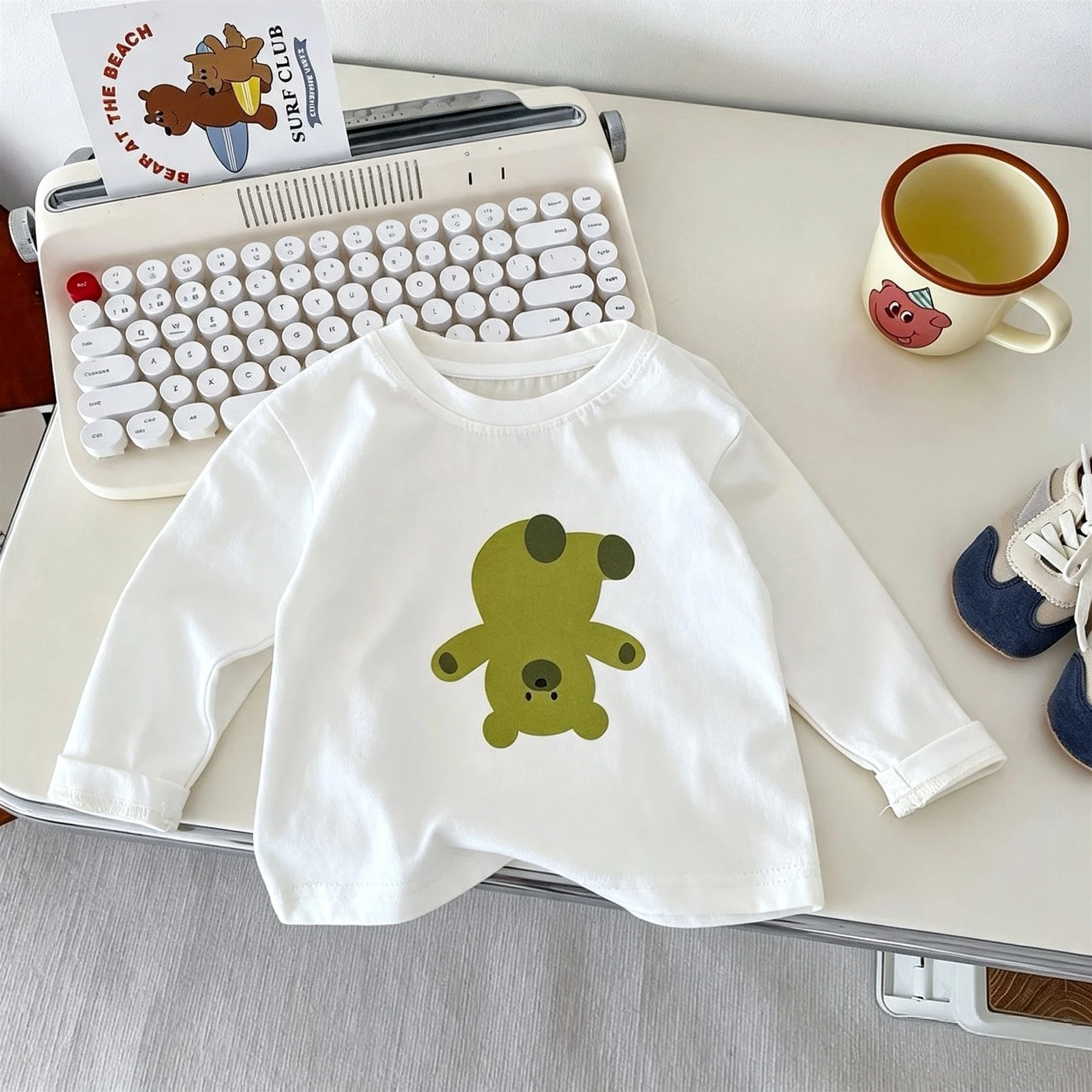 Children Long Sleeve T-shirt Tops Spring Fall Simple Versatile Cartoon Kids Bottoming Shirt Baby Girl Boy Clothes Casual Blouse