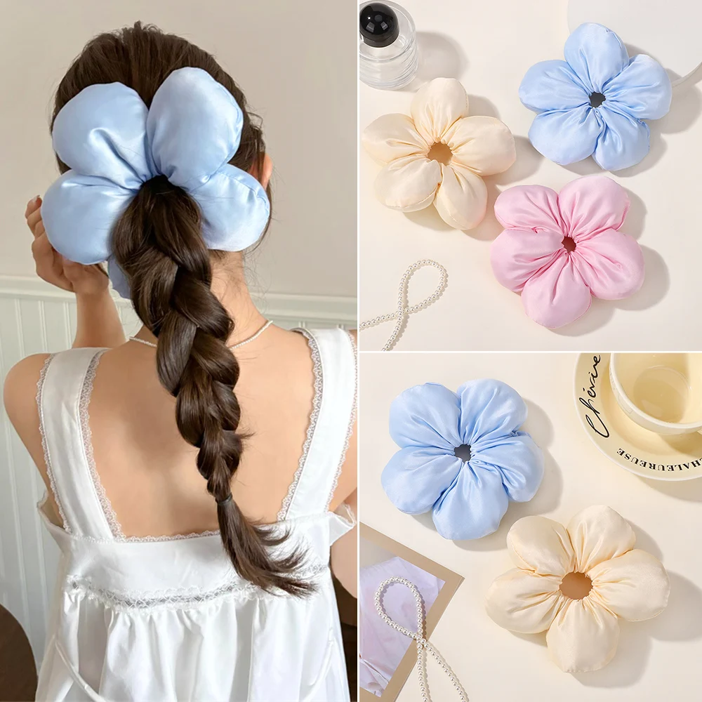 

Sweet Oversized Pink Large Flower Soft Hair Band Scrunchie for Women Girls Korean Trendy Hair Ornament Tie Hair Accessories Gift
