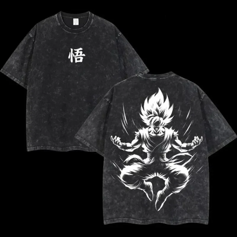 Anime Dragon Ball Cosplay Gewassen T-shirt Katoen Korte Mouw Tops Casual Sport Fitness T-shirt Mannen Vrouwen Harajuku Y2K Kleding