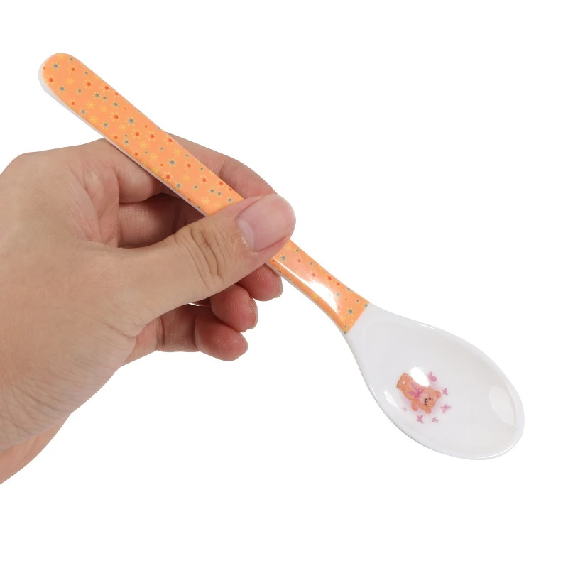 Baby Spoon Long Handle Feeding Newborn Infant Cartoon Grade Dishes Cutlery Spoons Safe Non Toxic Accessories