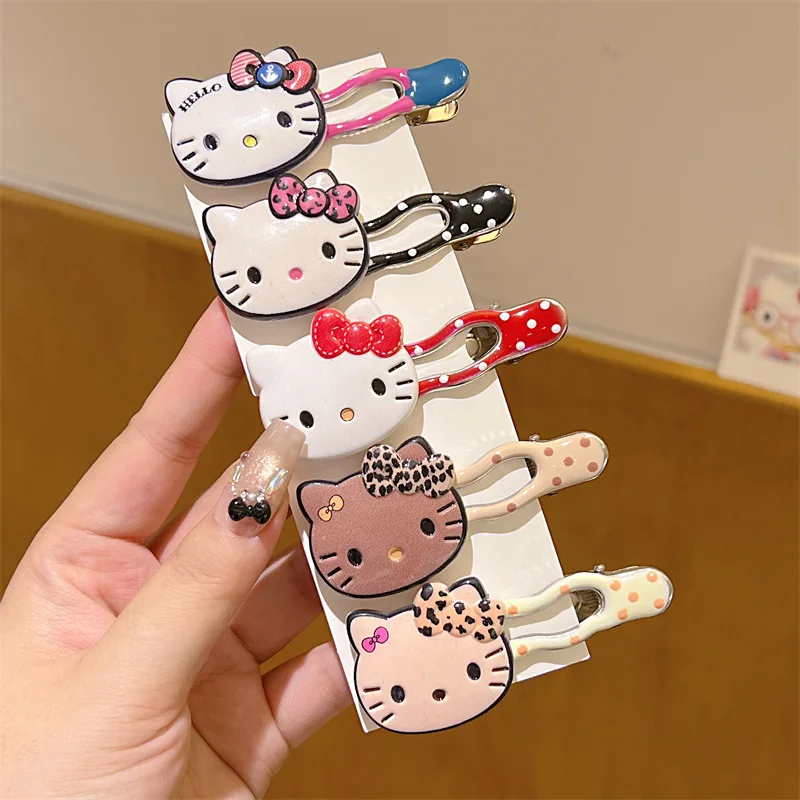 

Заколки для волос Hsanrio Hello Kitty в горошек, милые заколки-крокодильчики с кошкой Китти, аксессуары для волос для женщин, игрушки, подарки