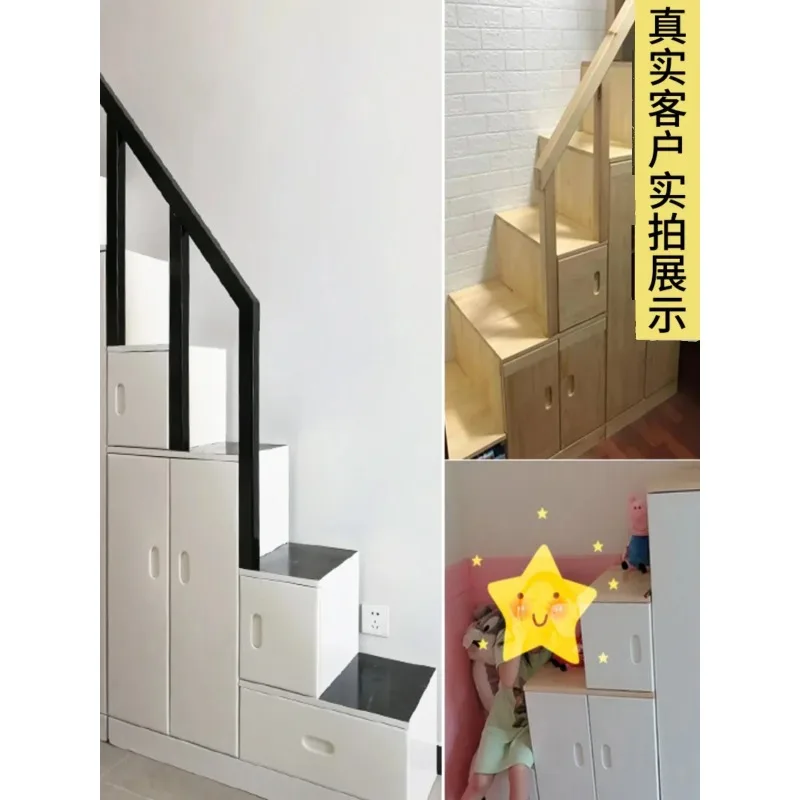 Solid Wood Ladder Cabinet Indoor Staircase Cabinet Upper and Lower Bed Staircase Cabinet Solid Wood Be