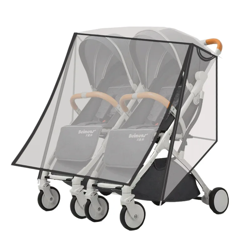 Twin Stroller Rain Cover Windshield Zipper Door Double Front and Rear Left Seat Trolley Rain Cover Universal