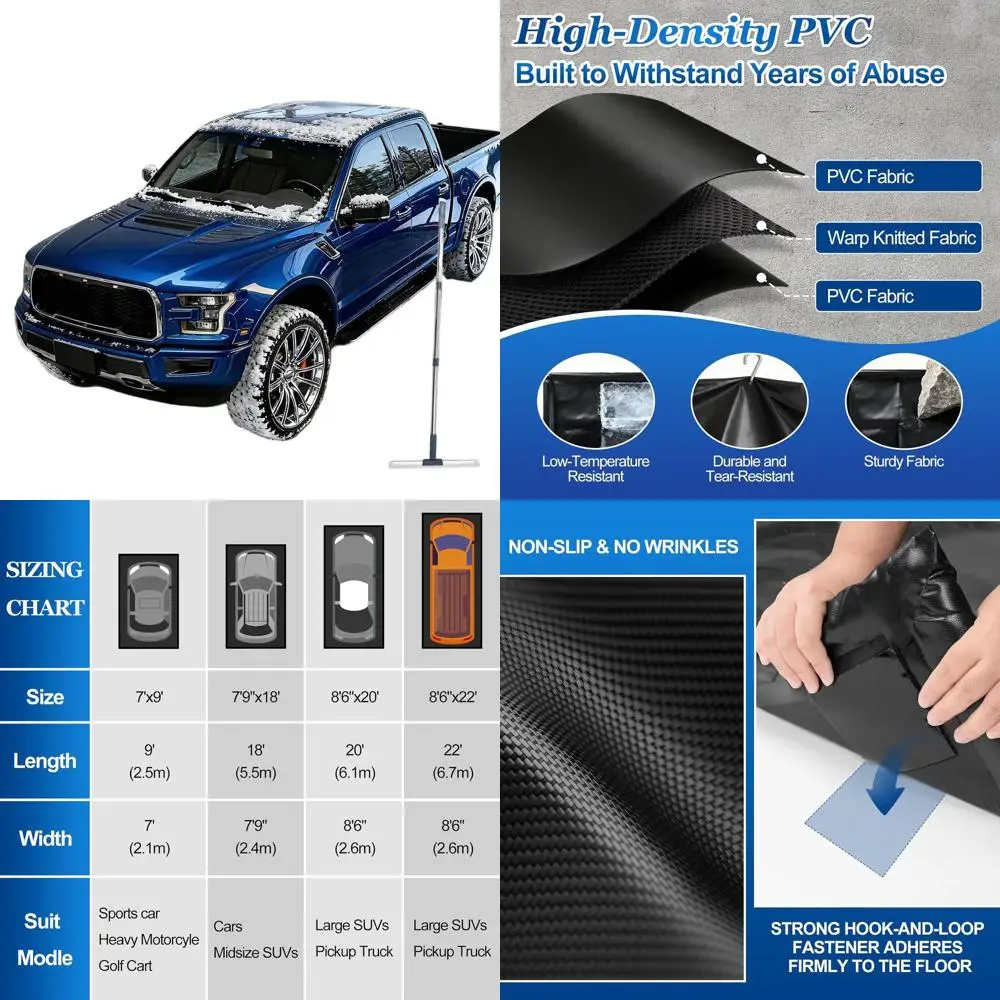 

Heavy-Duty 8'6x22' PVC Garage Floor Mat with Rubber Wiper Edge - Waterproof Protection for Cars, SUVs, and Trucks