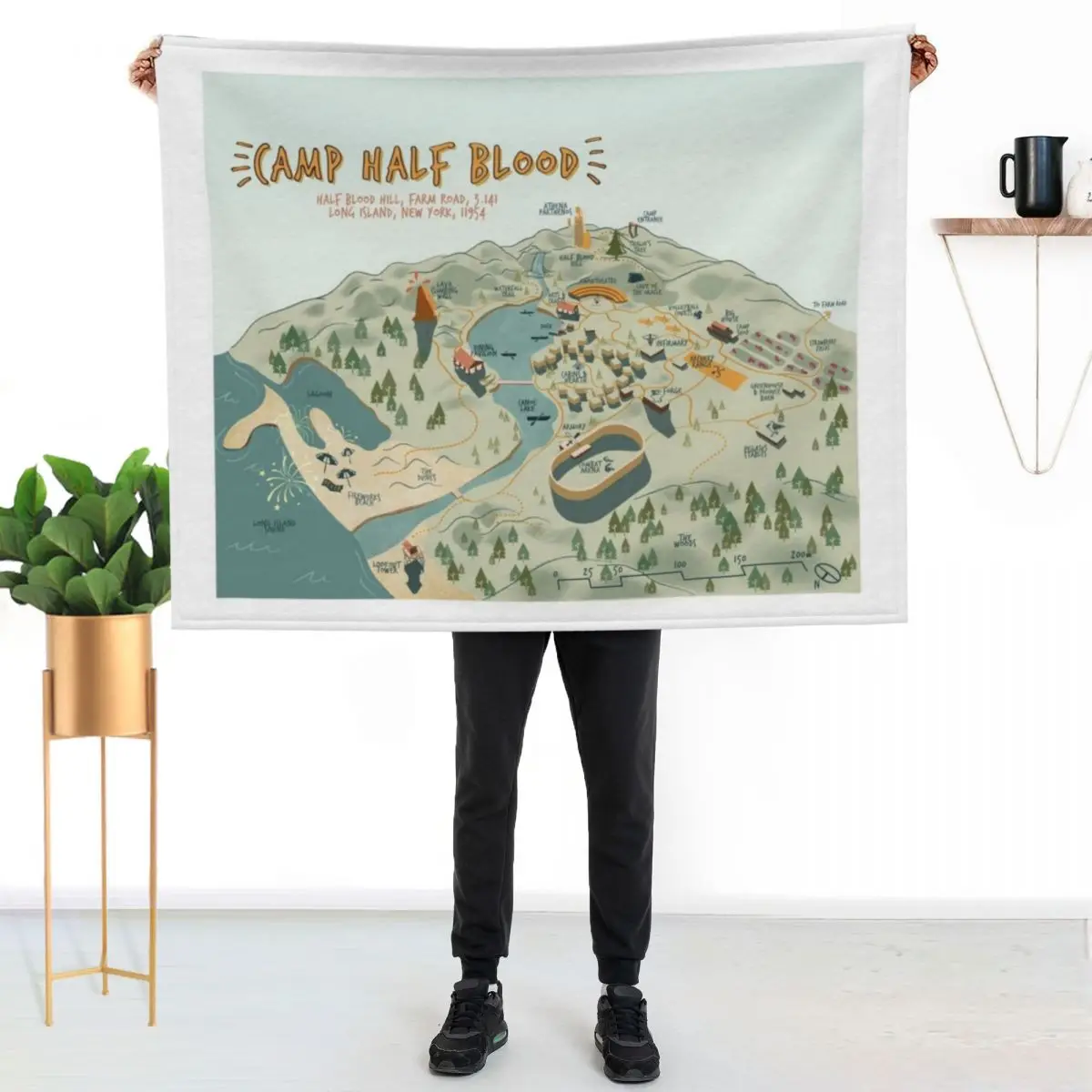 Map of Camp Half Blood Throw Blanket Extra Large Throw halloween manga Bed linens Designers Luxury Brand Blankets