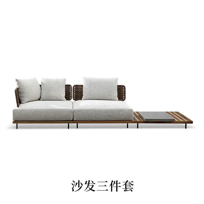 Nordic Outdoor Sofa Massivholz Rattan Möbel Hotel Outdoor Balkon