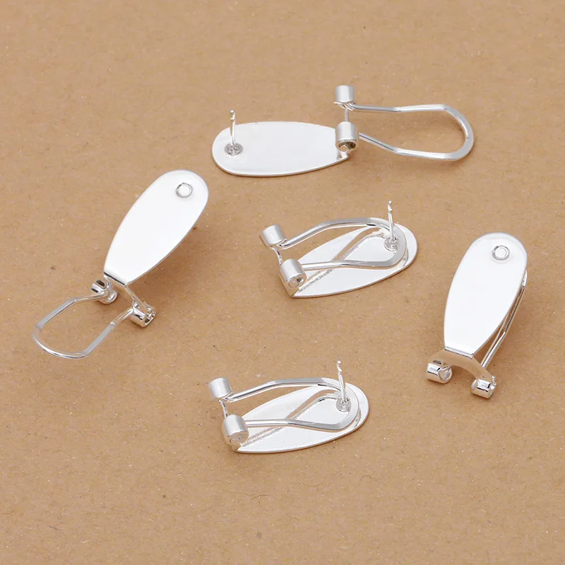 10pcs 9x20mm Earring Clip Base Brass Clip-on Earring Cabochon Cameo Setting Blank Earring Jewelry Making Components DIY