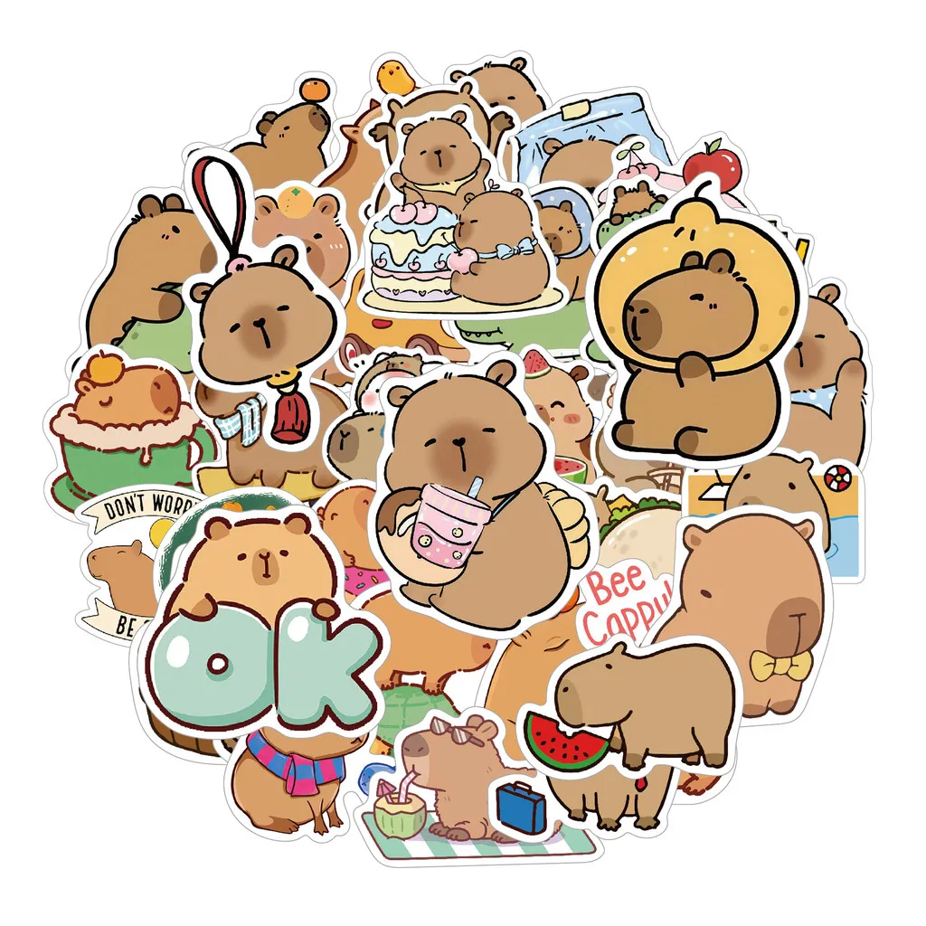 50 folhas de adesivos capivara não tóxicos para crianças – decalques ecológicos de PVC para escola DIY artesanato BulingBulingStickers Store
