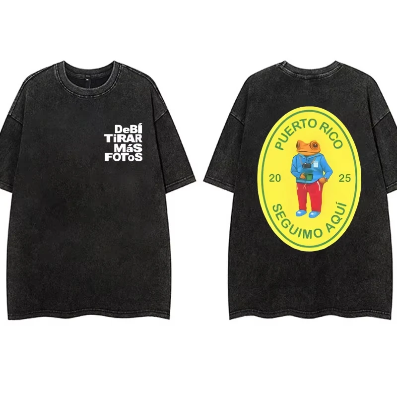 

Vintage Washing T Shirt Bad Bunny DeBi TiRAR MaS FOToS DTMF T-shirt Men Fashion Cotton Wash Tshirts Male Hip Hop Gothic Tees