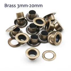 100sets Bronze 3mm-20mm Brass Eyelet with Washer Leather Grommet Round Eye Rings For Shoes Bag Belt Hat Curtain Scrapbooking