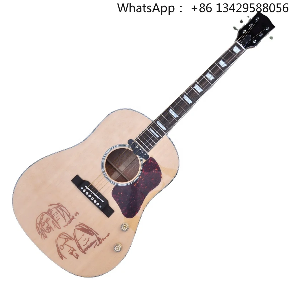 Flyoung Natural Wood Color 41 Inches Acoustic Guitar J160E Model Top Solid
