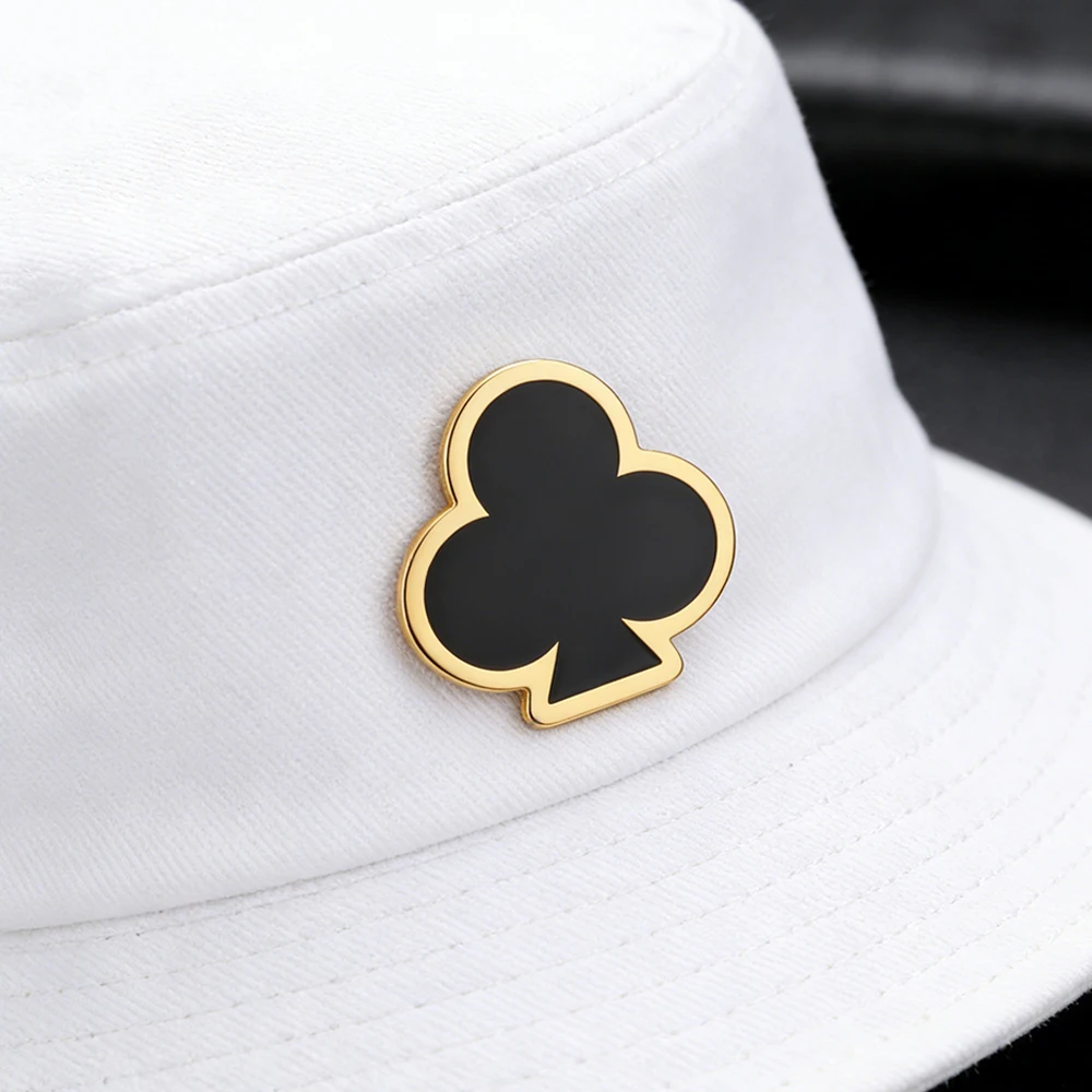 Classic Poker Brooches Spade Heart Club Diamond Brooch for Women Men Stainless Steel Jewelry Enamel Lapel Pins Badge Hat Clothes