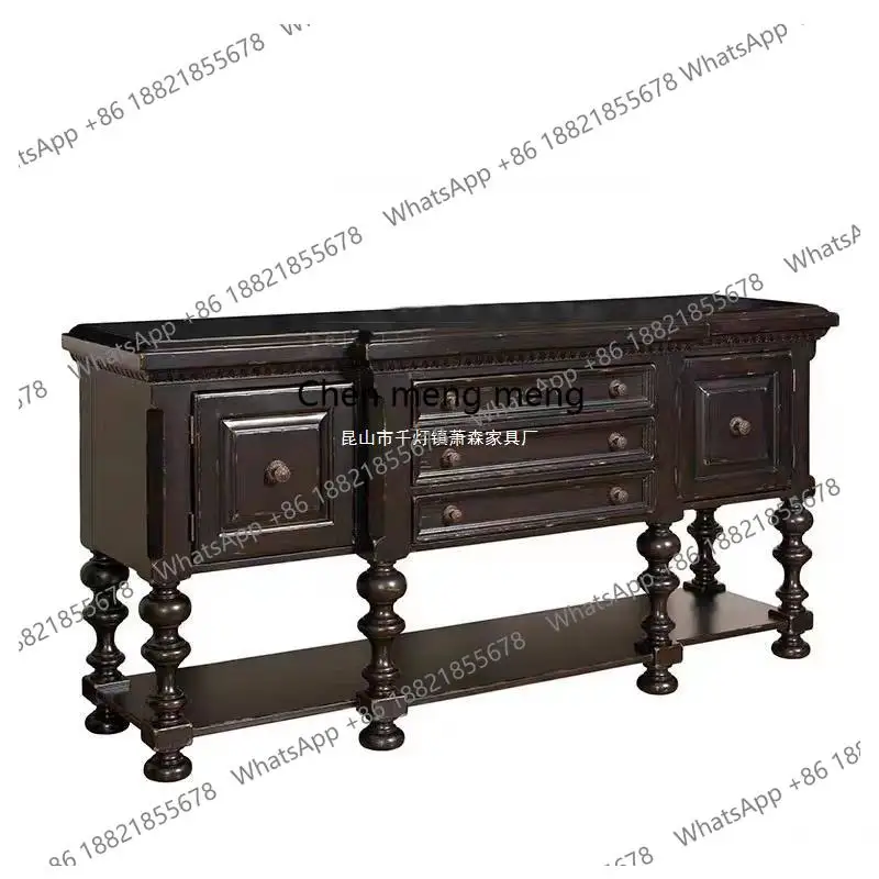 

French retro simple solid wood entrance foyer cabinet modern dining side cabinet American countryside