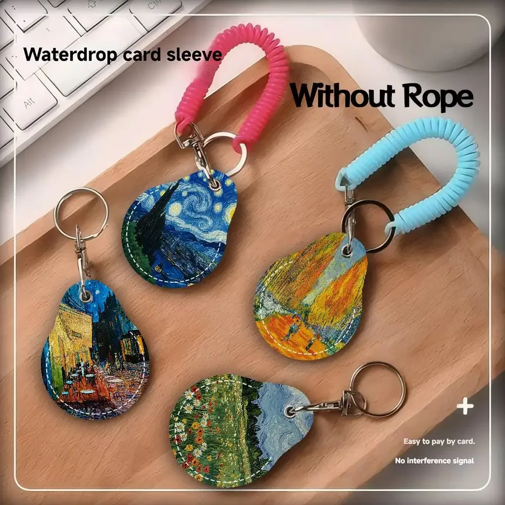Van Gogh Starry Sky Waterdrop aped N Acc Control Card Holder for Vehicles Public Transport Keychain Protective Cover