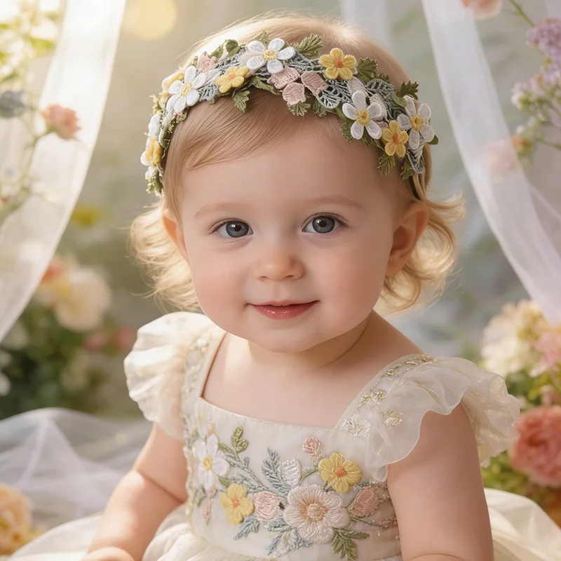 

6pcs Girls Newborn Cute Flower Headband Forest Fairy Toddler Headwrap Boho Floral Hair Accessories for Newborn Infant​ Hairband