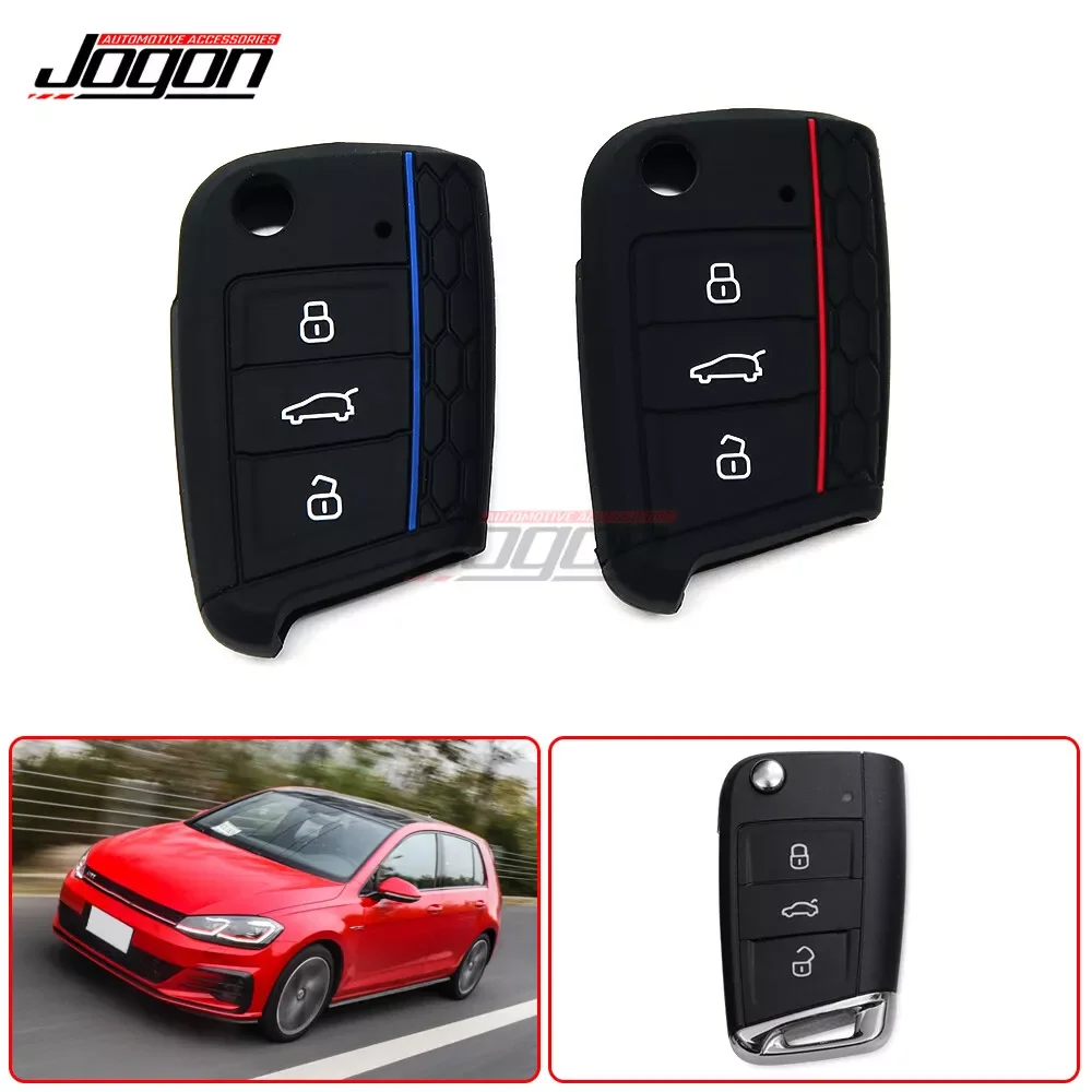 JOGON Silicone Car Case Shell Cover For VW Golf 7 MK7 VII Tiguan MK2 Polo Skoda Octavia A7 Kodiaq Seat Ateca Leon Accessories