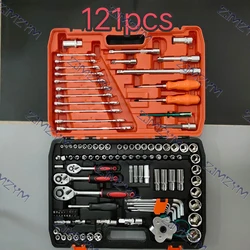 121Pcs/Set Auto Repair Tool Set Batch Head Hardware Tool Size Flying Wrench Tool Set