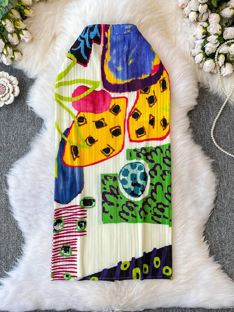 

Юбка с принтом Design Sensation, женская облегающая облегающая юбка с высокой талией, длинная юбка с разрезом Ba, корейский принт для поездок на работу