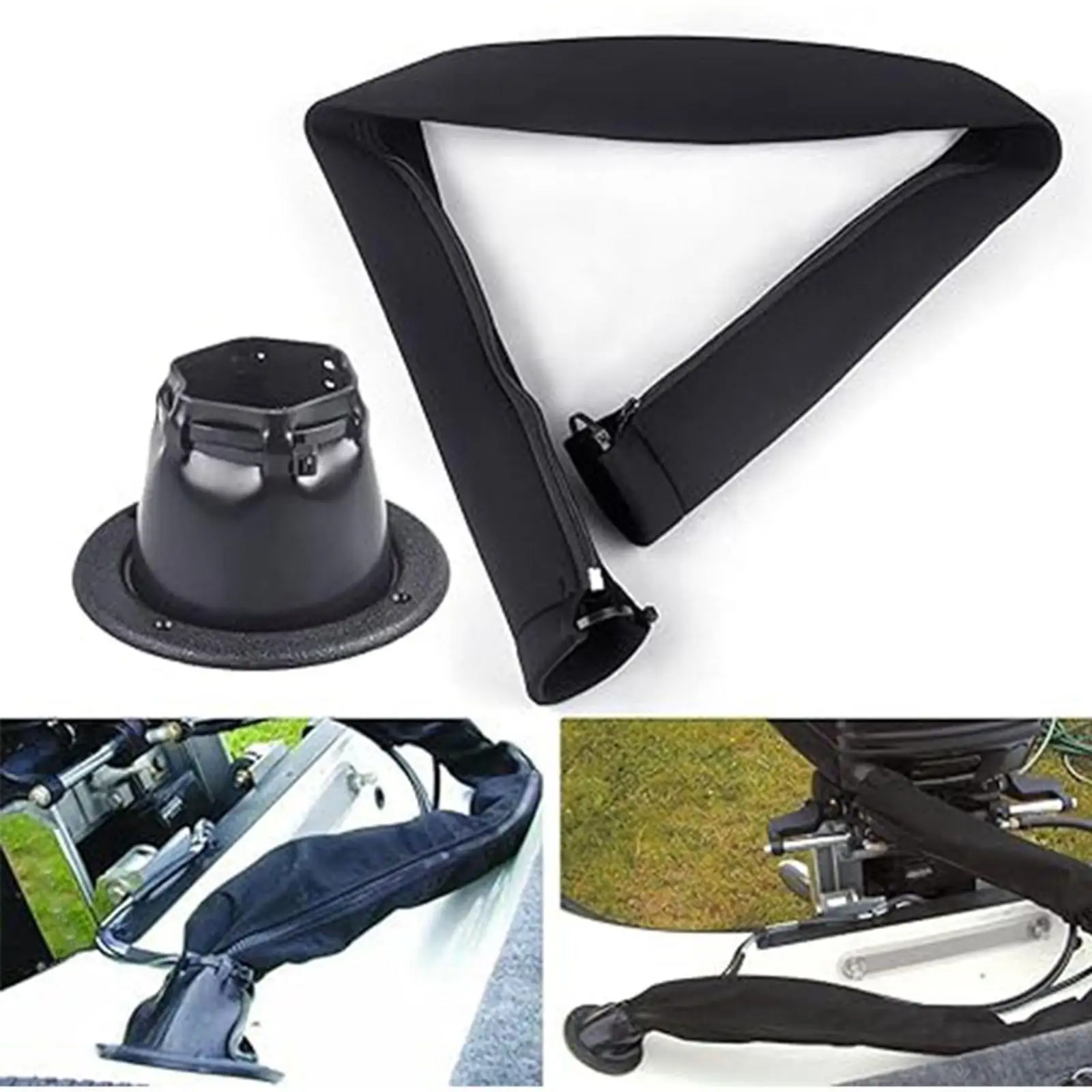 Boat Zippered Rigging Sleeve Rainproof Oxford Cloth Transom Steering Wires Boot Trolling Motor Sleeve Wiring Hole Cord Protector