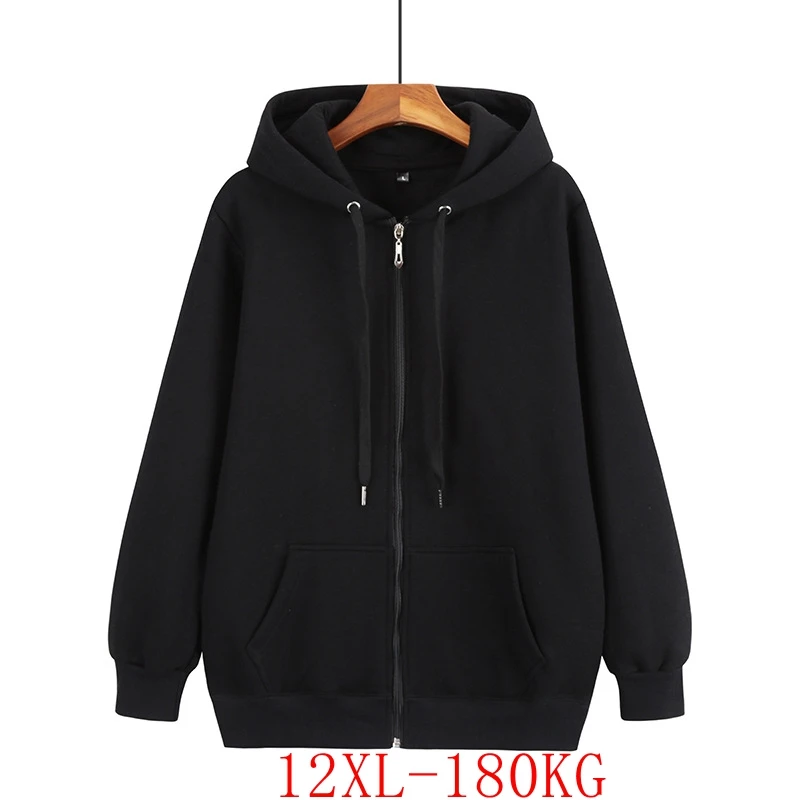 New Men's Plus Size Casual Hoodie 12XL 180kg 10XL 9XL 8XL 7XL 6XL 5XL Fashion Zip Pocket Fleece Sports Sweater