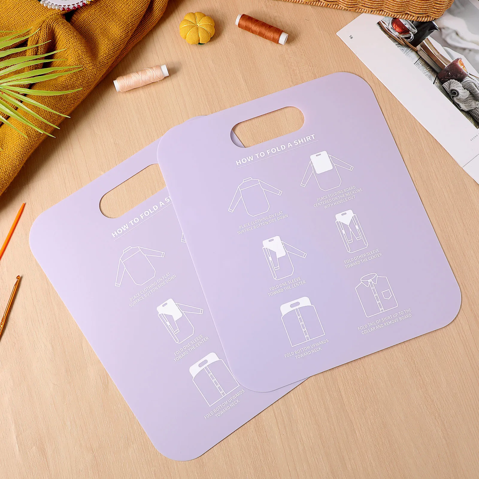 2pcs Shirt Folding Pp Material Space Saving Clothes Organizer Anti Wrinkle Board For T Shirts Collared Shirts Long Sleeve